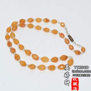 整理早年回流老物件 天然矿坑多面晶体漂亮金橙色老水晶项链