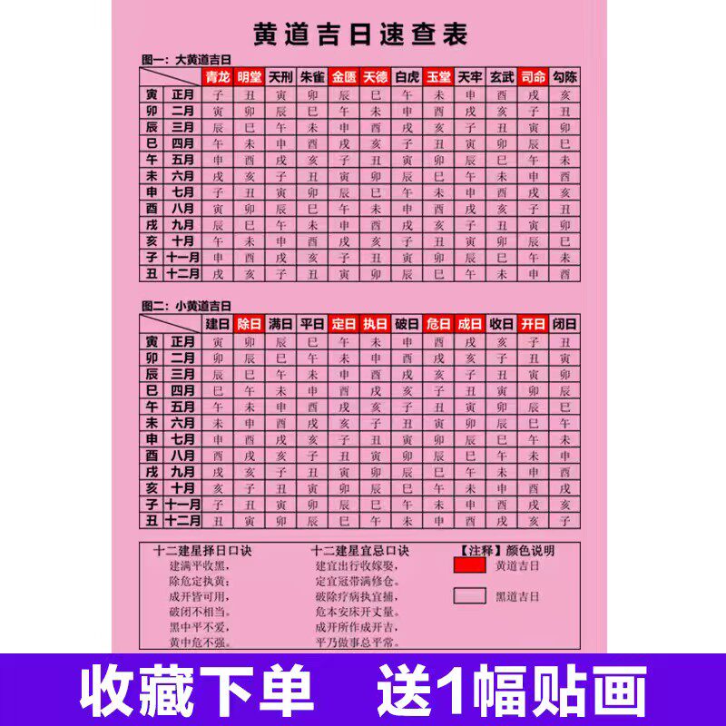 择黄道吉日速查表大全查询看日子查结婚订婚搬家入宅测好日子日期