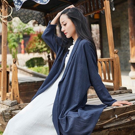 秋冬外披复古文艺棉麻瑜伽服打坐外套中长披风禅修服开衫茶服披肩
