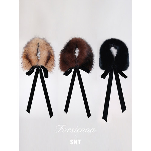 SNT 承包秋冬点睛搭配的精致三色小毛领围脖