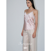 重磅醋酸 SNT 蜜桃慕斯 松弛感蕾丝拼接吊带上衣