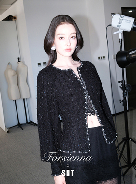 SNT【月光下的珍珠】手工珍珠修身显瘦提气场薄款粗花呢夹克