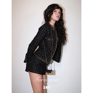 套装 SNT 小香两件式 皮穿链LINTON粗花呢经典 嘉伯丽尔