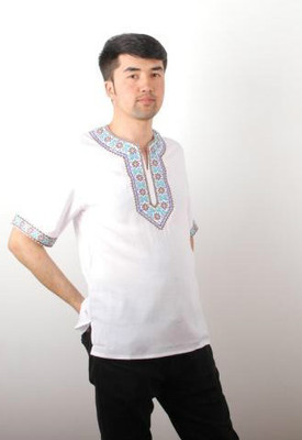 棉绸新疆绣花舞蹈饭店男士t恤