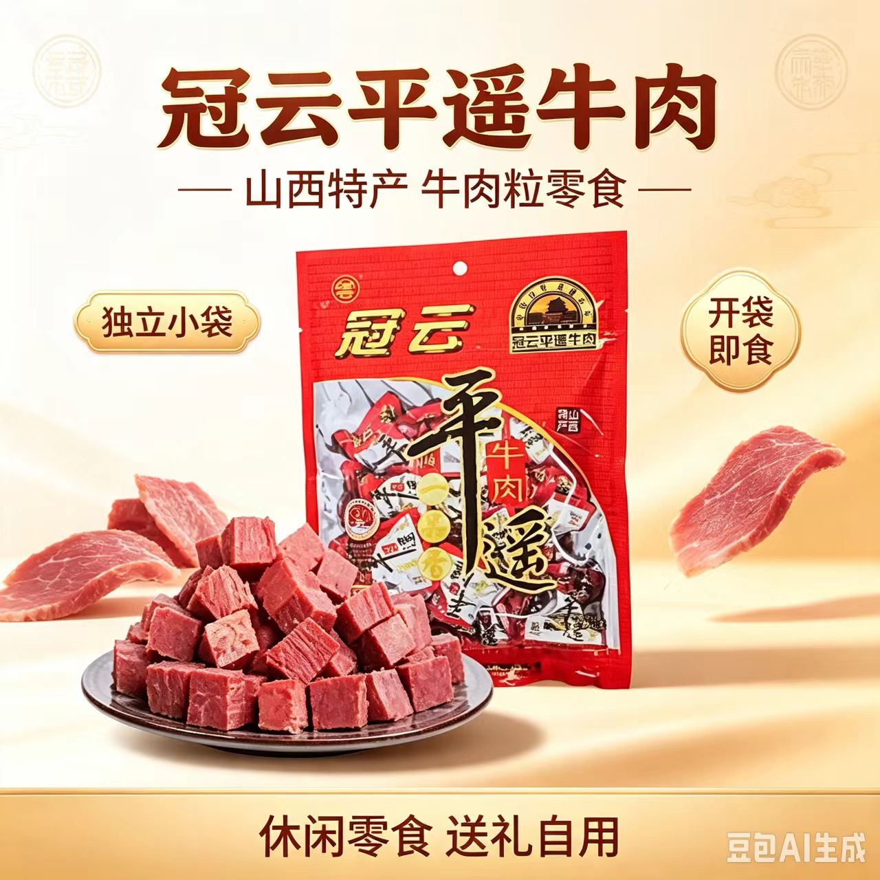 平遥牛肉冠云258g袋装一口香小包装山西特产休闲零食小吃熟食真空