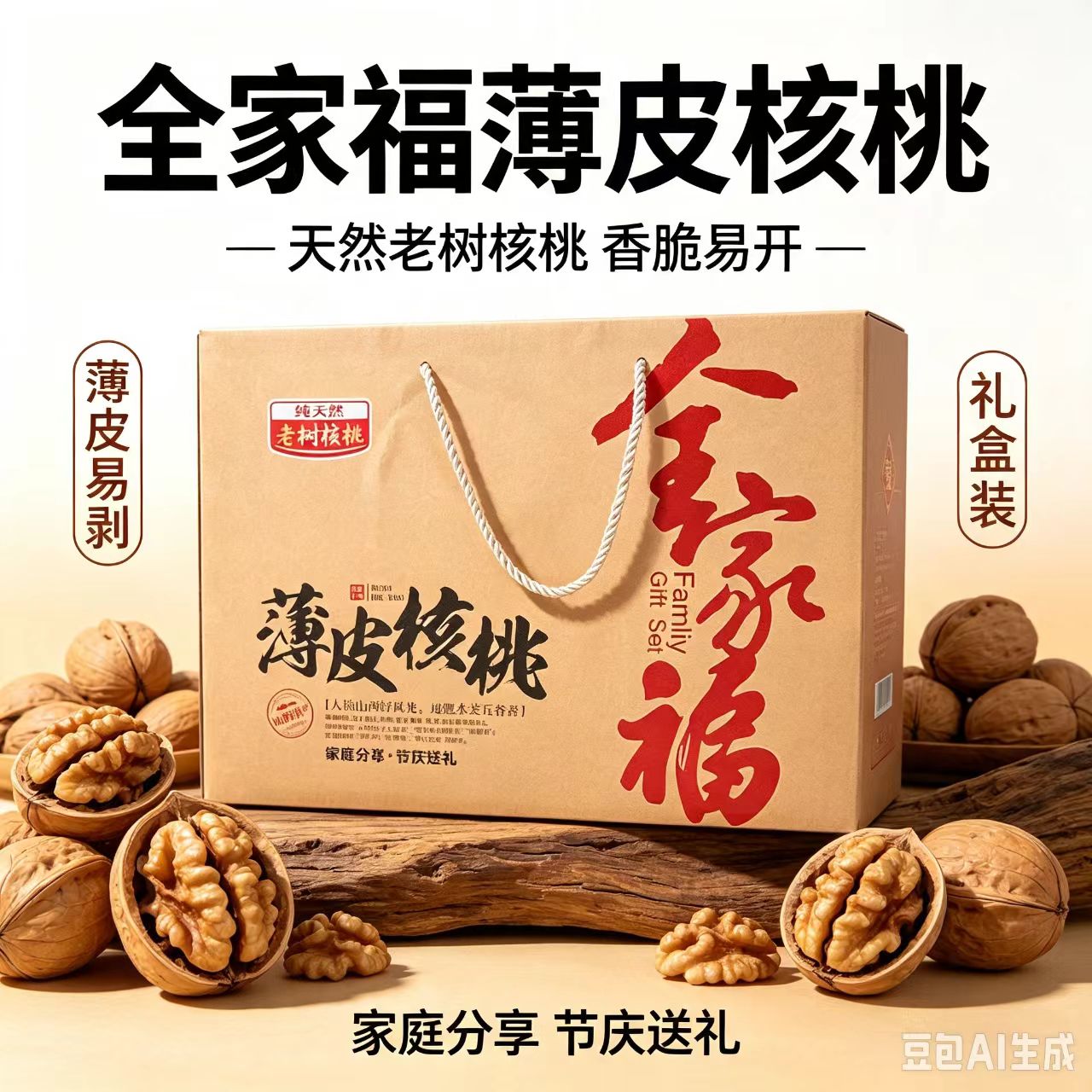 山西吕梁特产礼盒装薄皮核桃原味薄皮坚果干果散称生核桃节日送礼