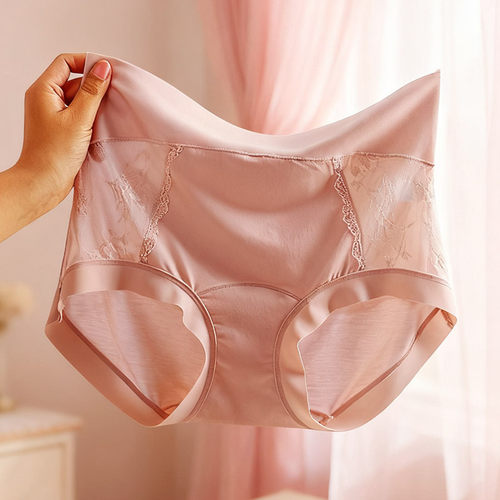 裸感莫代尔拼蕾丝加大码女内裤