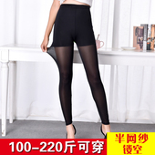 胖mm200斤高腰网纱莫代尔九分裤 打底裤 外穿加肥加大码 薄款 女夏季