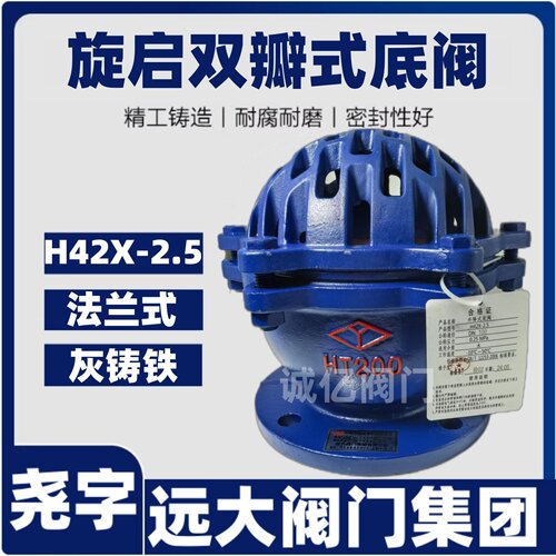 河北远大阀门H42X-2.5旋启双瓣式底阀DN506580100150200300400