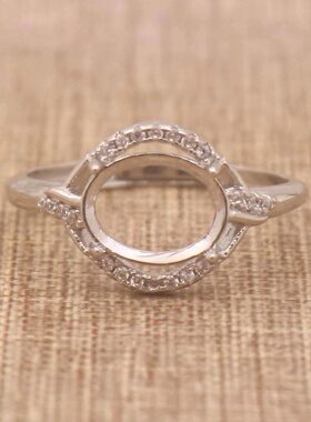 蛋形925银戴妃款戒指空托围锆代裸石镶嵌18k金多规格戒指空托活口