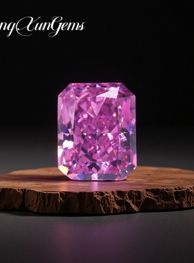 长方倒角玫红色冰花切锆石裸石钻 人工合成宝石高碳钻戒指镶嵌diy