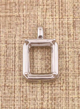 长方形925银戴妃款吊坠空托围锆代裸石镶嵌18k金 多规格吊坠空托