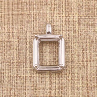 长方形925银戴妃款吊坠空托围锆代裸石镶嵌18k金 多规格吊坠空托