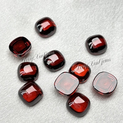 平底素面 石榴红 合成锆石 肥方裸钻 垫形 人造宝石戒面DIY