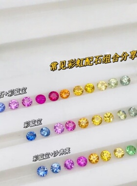 圆形实验室培育彩虹渐变配石裸石 耐高温 首饰手链戒指蜡镶配石