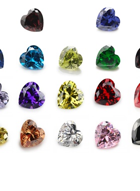 心形锆石彩色组合人造宝石多色裸石 桃心形刻面尖底饰品工艺品钻