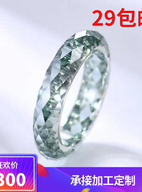 100%莫桑石戒指 过钻笔VVS1 浅绿色 时尚百搭饰品 送礼优选