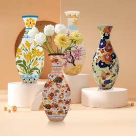 拼图花瓶立体3d益智玩具摆件客厅插花设计感家居装饰礼物现代简约图片