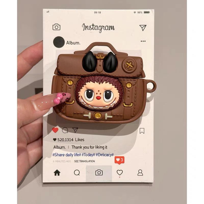 拉布布公文包airpods4代蓝牙耳机套适用AirPods Pro2保护壳苹果2/3代硅胶卡通防摔保护壳