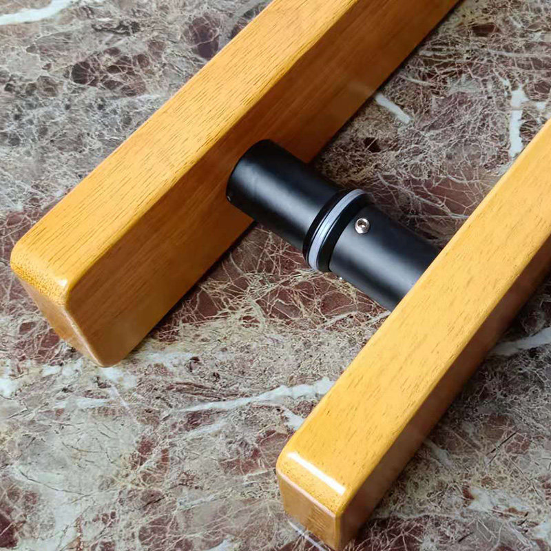 定制玻璃门拉手中式雕刻实木大门酒店肯德基门原木把手 订做logo