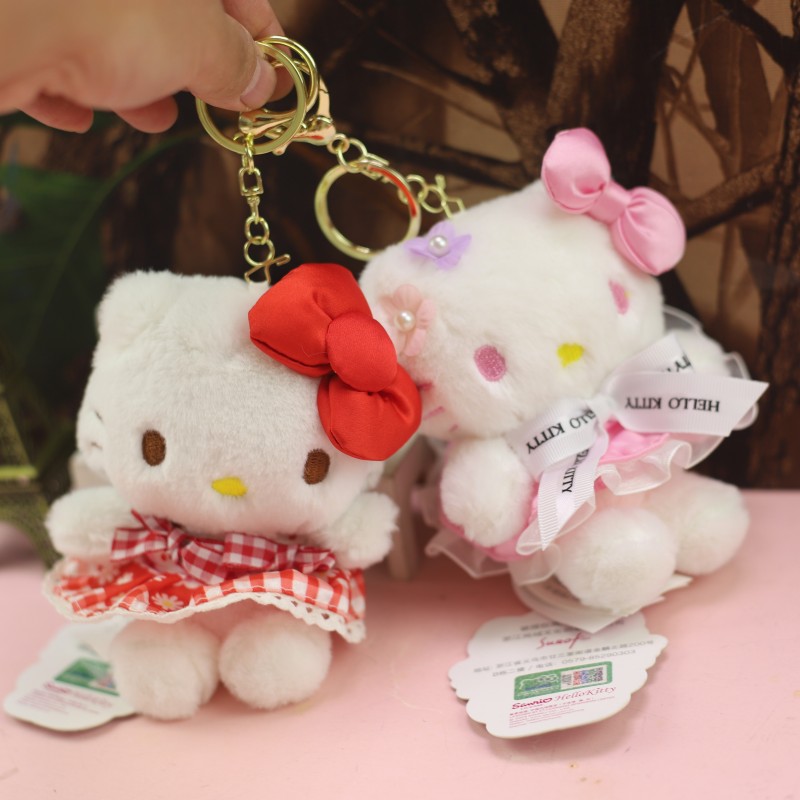 正版迷你凯蒂猫hello kitty毛绒公仔玩偶挂件汽车钥匙扣背包挂饰