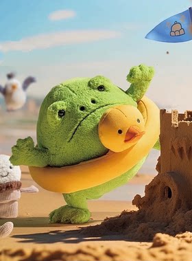 英国jellycat橡胶泳圈里奇雨蛙毛绒玩具青蛙玩偶公仔娃娃生日礼物