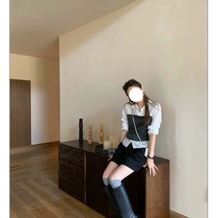 纹拼接翻领长袖 2026春季 新款 韩系休闲风格 显瘦L6219 上衣春季