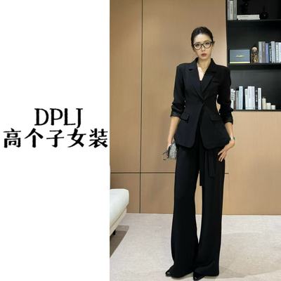 气质西装套装外套长款女韩系通勤高个子显瘦长袖时尚黑色AM25928