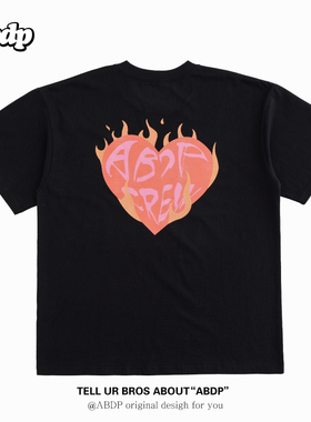 ABDP美式宽松250克重度重磅棉质运动休闲情侣印花圆领短袖T恤