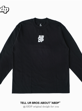 ABDP长袖T恤男女春秋上衣打底衫宽螺纹棉质宽松运动休闲潮流260g