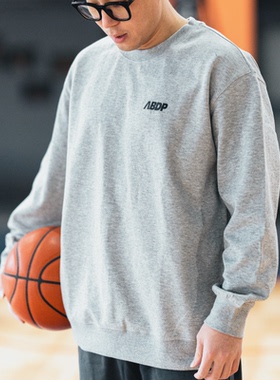 ABDP 新款男士美式圆领卫衣宽松运动休闲印花套头双面布潮流街头