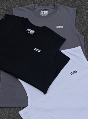 ABDP美式棉质背心宽松宽肩无袖圆领螺纹运动休闲街头健身T恤230g