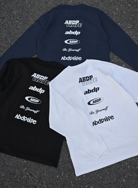 ABDP秋季美式圆领长袖打底宽松250g棉质休闲T恤百搭潮流套头印花