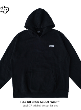 ABDP新款美式重磅水洗连帽卫衣落肩刺绣宽松休闲运动帽衫克重510