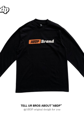 ABDP长袖T恤男女春秋上衣打底衫宽螺纹棉质宽松运动休闲潮流260g