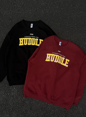 ABDP秋冬圆领卫衣加绒外套宽松运动休闲潮流美式印花上衣长袖