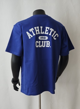 ABDP290g美式棉质宽松重双纱短袖夏季T恤运动休闲情侣复古印花