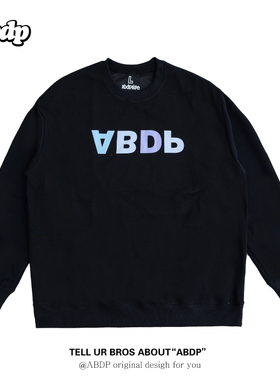 ABDP春季新款男士美式圆领卫衣落肩宽松运动休闲印花套头潮流街头