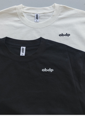 ABDP棉质美式短袖T恤刺绣休闲经典纯色小领口打底圆领宽松舒适