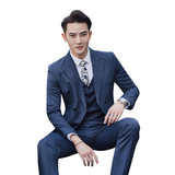2025春季薄款S-5XL男士双排扣西服套装三件套6031P290，男装西服套装，电商D216