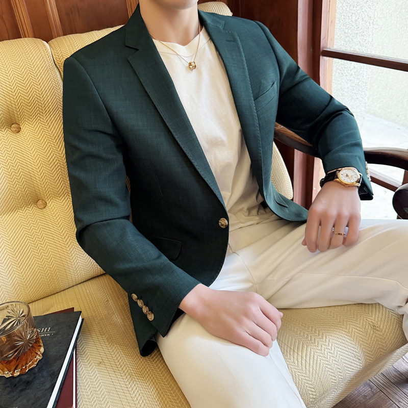 半里布模特图2025年男士休闲西服修身西装纯色单西外套DX6944P175,男装西服套装,电商D216