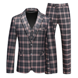 镂空图男士休闲西服套装三件套时尚修身礼服西装SJT6934P300，男装西服套装，电商D216