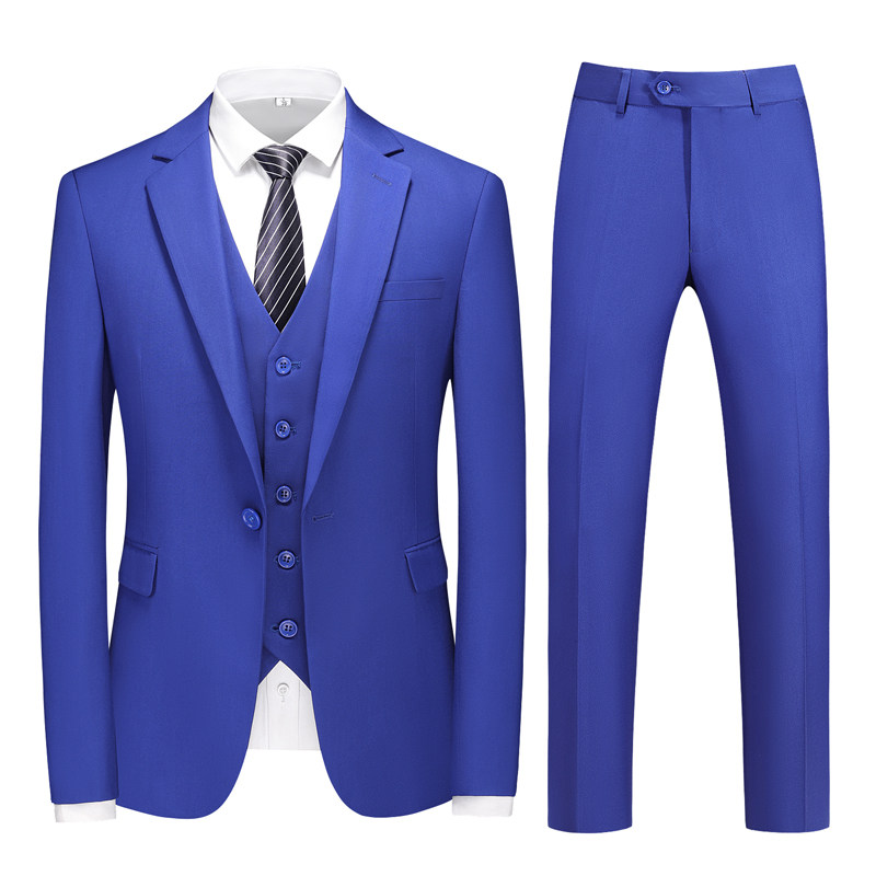 宝蓝M-6XL外贸西服套装三件套一粒扣2边开叉男士西装7001P190,男装西服套装,电商D216