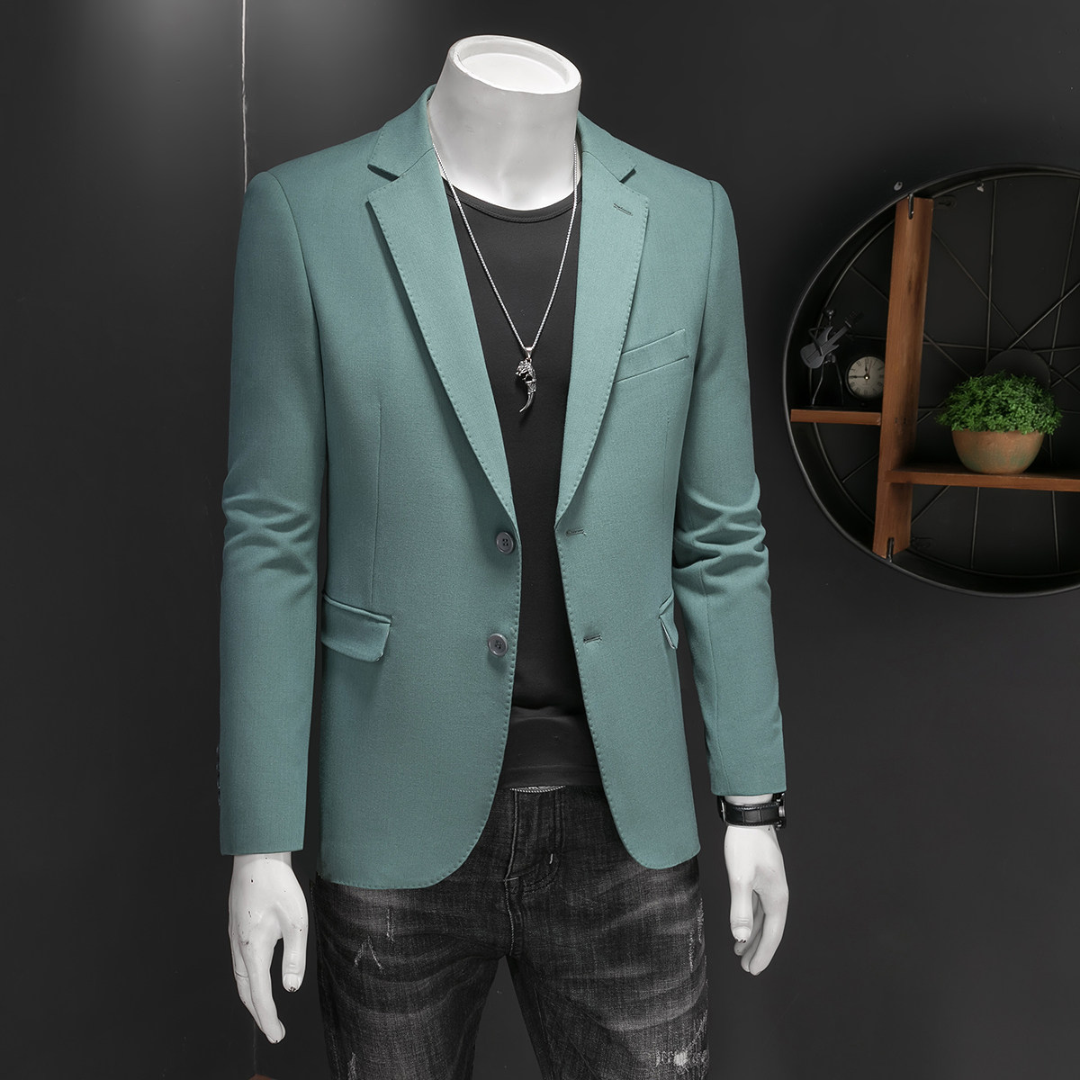 假模图新款男士休闲西服修身西装纯色单西外套上衣DX6997P165,男装西服,电商D216