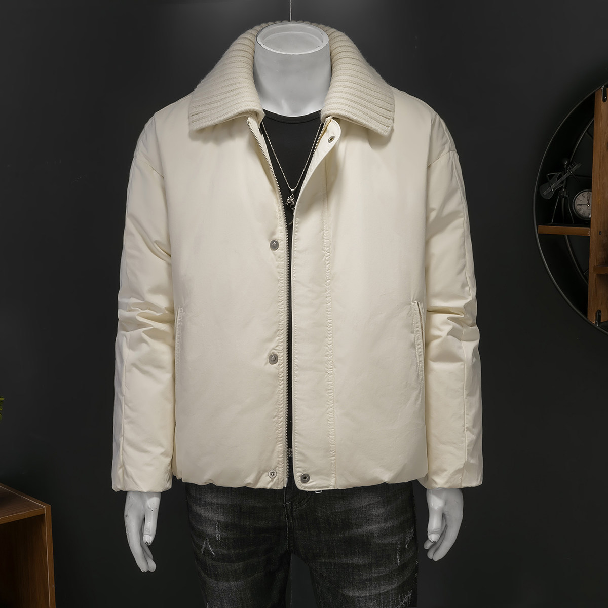 假模图-新标90白鸭绒原创设计男士宽松短款羽绒服75339P360,男装羽绒服,电商D216