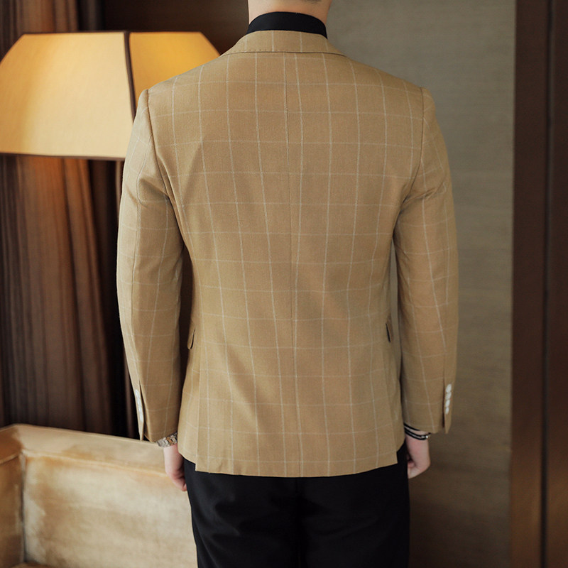人模图2025新款男士休闲西服修身西装格子单西外套DX6907P165,男装西服套装,电商D216
