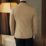 人模图2025新款男士休闲西服修身西装格子单西外套DX6907P165，男装西服套装，电商D216