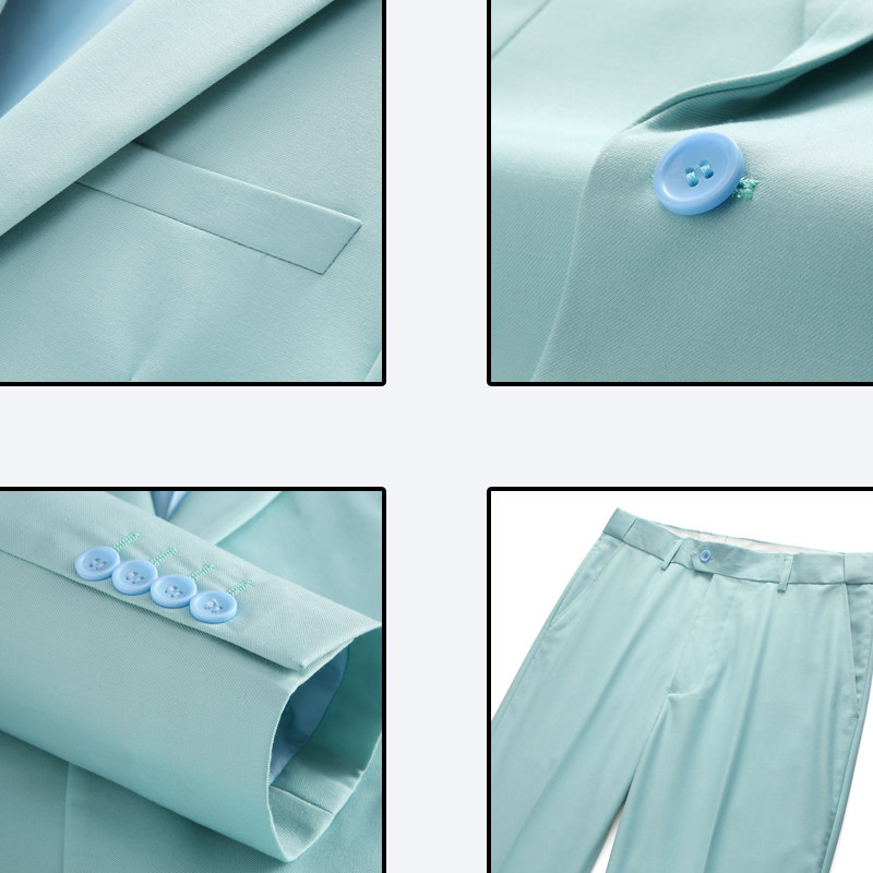 薄荷绿M-6XL外贸西服套装三件套一粒扣2边开叉男士西装7001P190,男装西服套装,电商D216