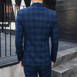 2025春季薄款男士双排扣格子西服套装三件套6027P290，男装西服套装，电商D216