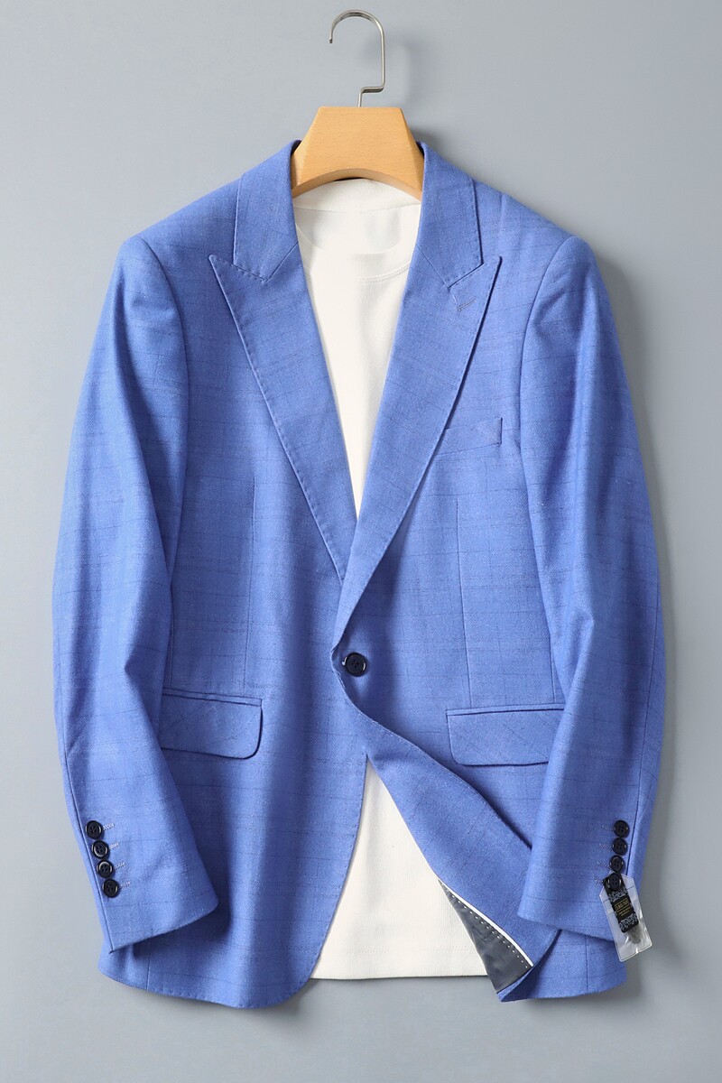 平铺图男士休闲西服修身西装格子单西外套上衣DX6927P165,男装西服,电商D216